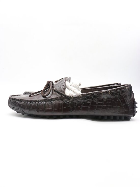 NWB Cole Haan Brown Leather Gunnison Men\'s 11.5 D Crocodile Print Driver Loafer main image 6